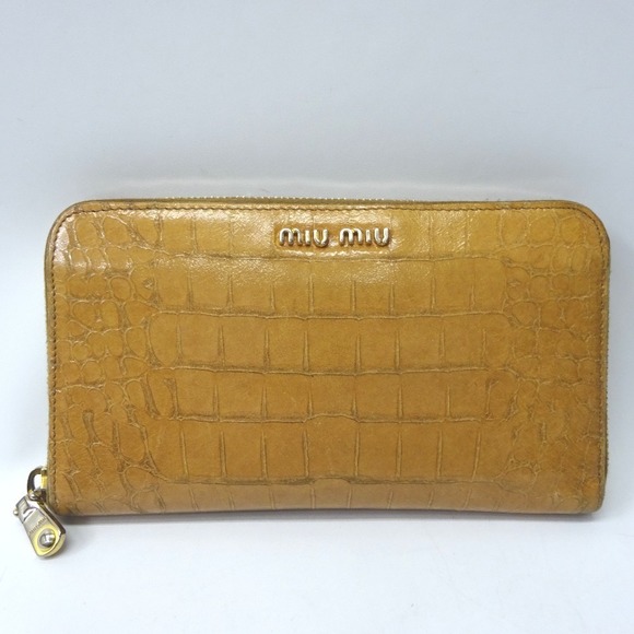 Miu Miu Croco Leather Long Wallet Brown - Picture 1 of 12